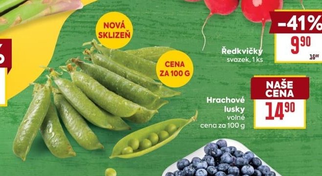 Hrachové lusky, volné, cena za 100 g