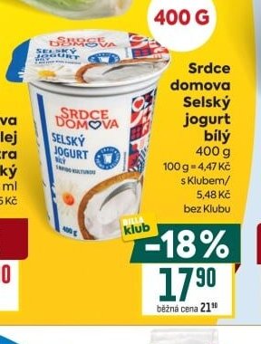 Srdce domova Selský jogurt bílý 400 g