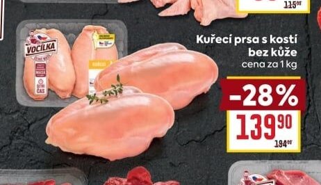 Kuřecí prsa s kostí bez kůže