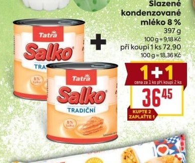 Salko Slazené kondenzované mléko 8% 397g