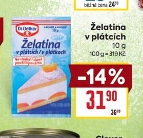 Želatina v plátcích 10g