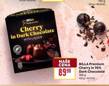 BILLA Premium Cherry in 70% Dark Chocolate