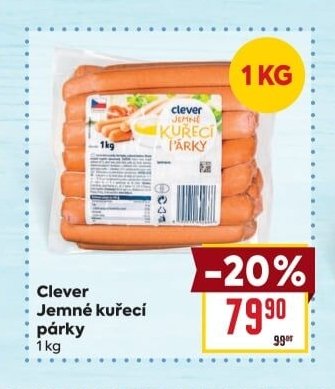 Clever Jemné kuřecí párky 1 kg