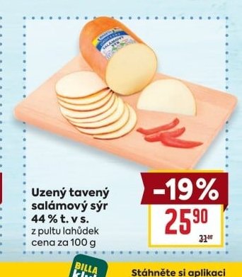 Uzený tavený salámový sýr 44% t. v s.
