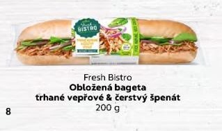 Fresh Bistro Obložená bageta trhané vepřové & čerstvý špenát