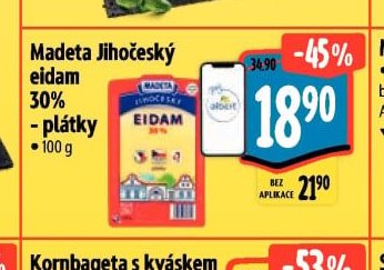 Madeta Jihočeský eidam 30% plátky