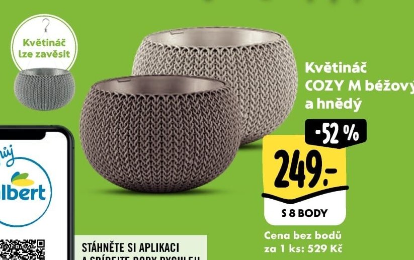 Květináč COZY M béžový a hnědý