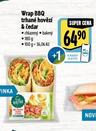Wrap BBQ trhané hovězí & čedar
