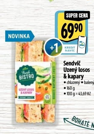 Sendvič Uzený losos & kapary