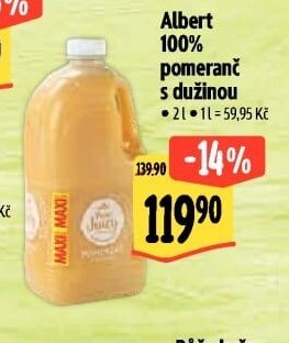Albert 100% pomeranč s dužinou