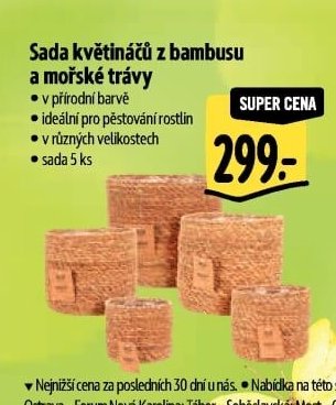 Sada květináčů z bambusu a mořské trávy