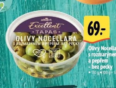 Olivy Nocellara s rozmarýnem a pepřem - bez pecky