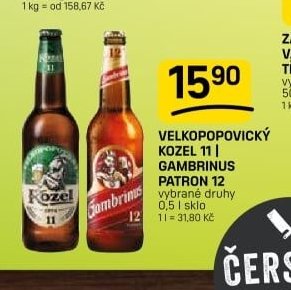 VELKOPOPOVICKÝ KOZEL 11 / GAMBRINUS PATRON 12