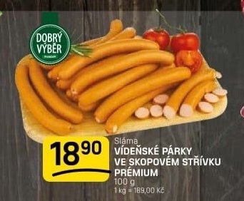Sláma VÍDEŇSKÉ PÁRKY VE SKOPOVÉM STŘÍVKU PRÉMIUM