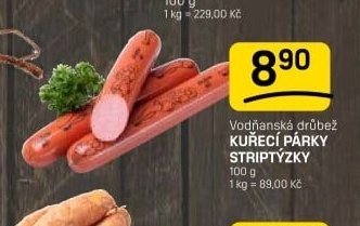 Vodňanská drůbež KUŘECÍ PÁRKY STRIPTÝZKY