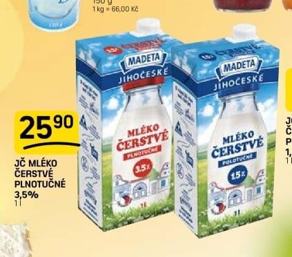 JČ MLÉKO ČERSTVÉ PLOTUČNÉ 3,5%