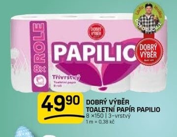 DOBRÝ VÝBĚR TOALETNÍ PAPÍR PAPILIO