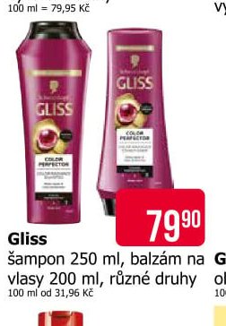 Gliss šampon 250 ml, balzám na vlasy 200 ml, různé druhy