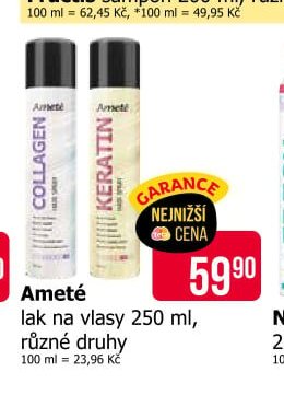 Ameté lak na vlasy 250 ml, různé druhy