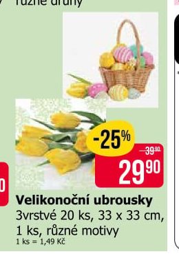 Velikonoční ubrousky 3vrstvé 20 ks