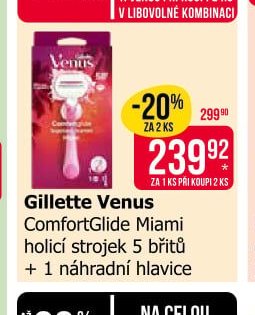Gillette Venus ComfortGlide Miami holicí strojek 5 břitů + 1 náhradní hlavice