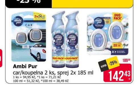 Ambi Pur car/koupelna 2 ks, sprej 2x 185 ml