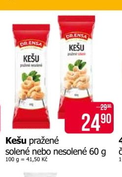 Kešu pražené solené nebo nesolené 60 g