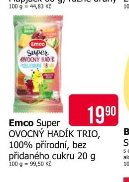 Emco Super OVOCNÝ HADÍK TRIO, 100% přírodní, bez přidaného cukru 20 g