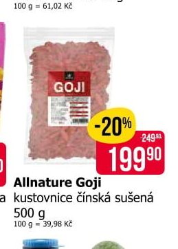 Allnature Goji kustovnice čínská sušená 500 g