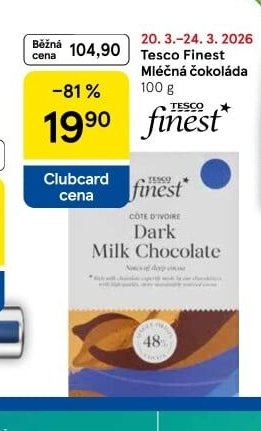 Tesco Finest Mléčná čokoláda