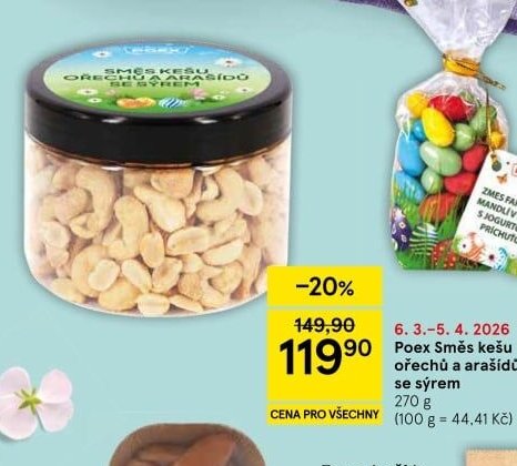 Poex Směs kešu ořechů a arašídů se sýrem 270 g