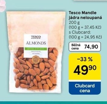 Tesco Mandle jádra neloupaná 200 g