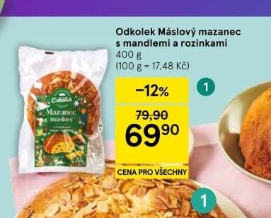 Odkolek Máslový mazanec s mandlemi a rozinkami