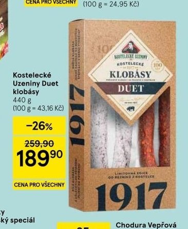Kostelecké Uzeniny Duet klobásy