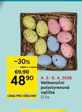 Velikonoční polystyrenová vajíčka 12 ks