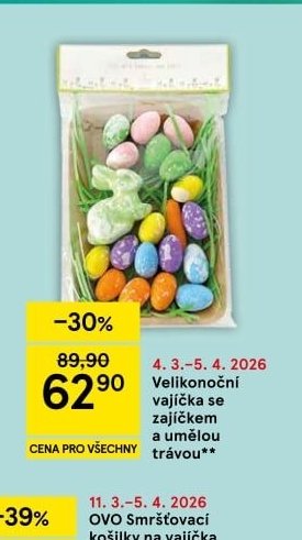 Velikonoční vajíčka se zajíčkem a umělou trávou