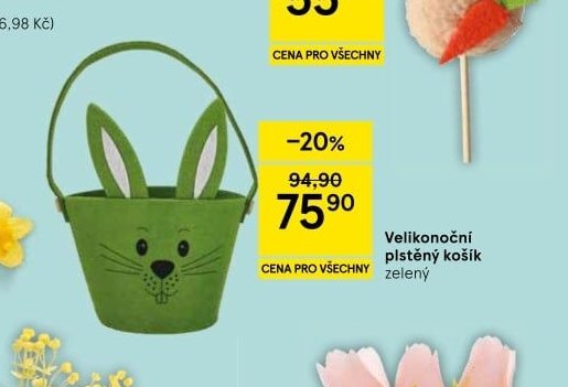 Velikonoční plstěný košík zelený