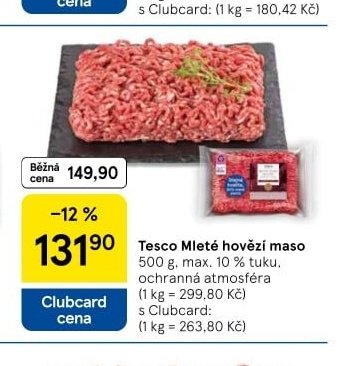 Tesco Mleté hovězí maso 500 g