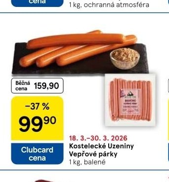 Kostelecké Uzeniny Vepřové párky 1 kg