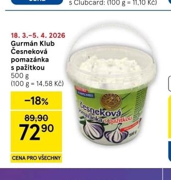 Gurmán Klub Česneková pomazánka s pažitkou 500 g