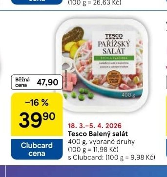 Tesco Balený salát 400 g