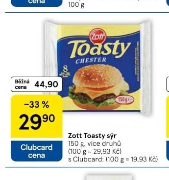 Zott Toasty sýr 150 g