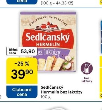 Sedlčanský Hermelín bez laktózy 100 g
