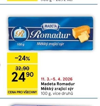 Madeta Romadur Měkký zrající sýr 100 g