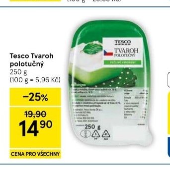 Tesco Tvaroh polotučný 250 g