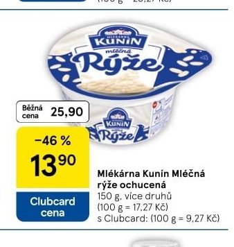 Mlékárna Kunín Mléčná rýže ochucená 150 g