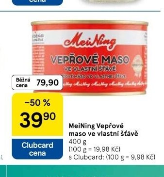MeiNing Vepřové maso ve vlastní šťávě 400 g