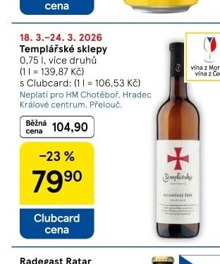 Templářské sklepy 0,75 l