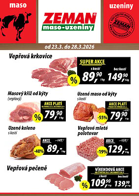 aktuální leták ZEMAN maso - uzeniny 23.3.2026-28.3.2026