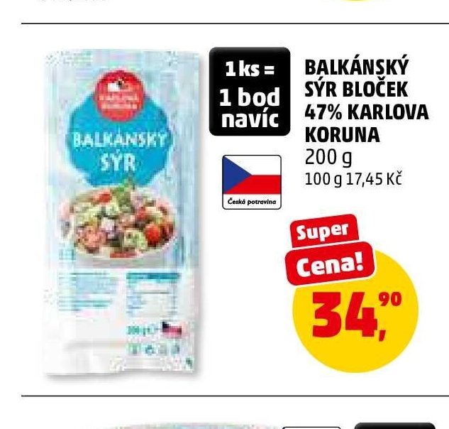 Balkánský sýr bloček Karlova Koruna